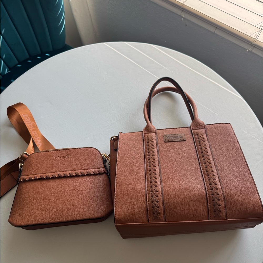 Wrangler Brown Satchel and Crossbody Set
